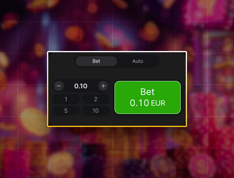 Placing a bet in the Aviator game