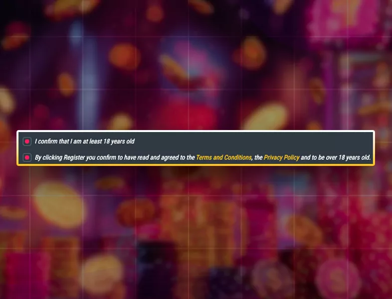 Confirm your age and agree to the terms and conditions